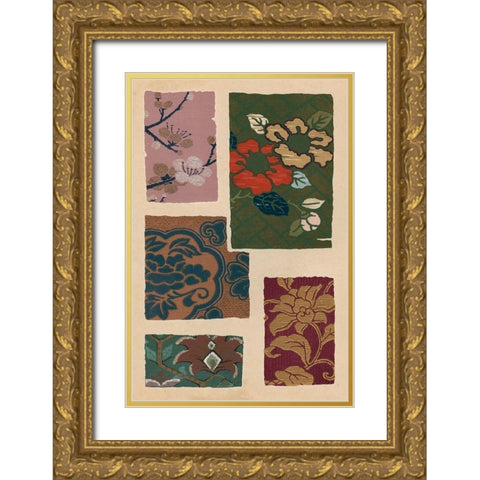 Japanese Textile Design II Gold Ornate Wood Framed Art Print with Double Matting by Seizan, Ema