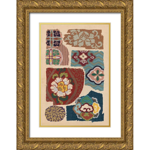 Japanese Textile Design III Gold Ornate Wood Framed Art Print with Double Matting by Seizan, Ema