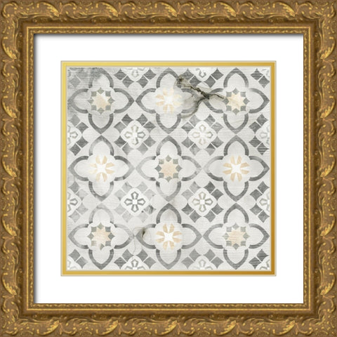 Marble Tile Design IV Gold Ornate Wood Framed Art Print with Double Matting by Vess, June Erica