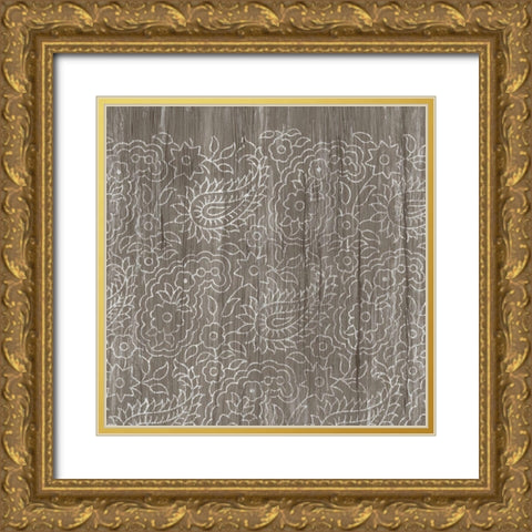 Weathered Wood Patterns XI Gold Ornate Wood Framed Art Print with Double Matting by Vess, June Erica
