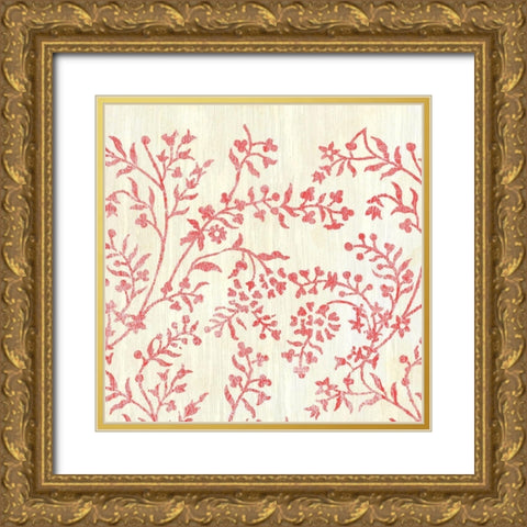 Weathered Patterns in Red V Gold Ornate Wood Framed Art Print with Double Matting by Vess, June Erica