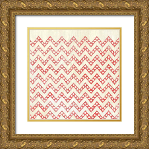 Weathered Patterns in Red XII Gold Ornate Wood Framed Art Print with Double Matting by Vess, June Erica