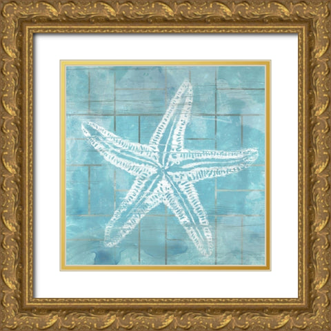 Cerulean Shell II Gold Ornate Wood Framed Art Print with Double Matting by Vess, June Erica