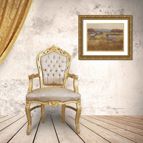 Grazing Goats I Gold Ornate Wood Framed Art Print with Double Matting by Harper, Ethan