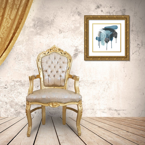 Incidental Indigo I Gold Ornate Wood Framed Art Print with Double Matting by Vess, June Erica