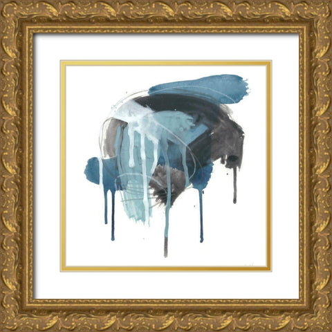 Incidental Indigo I Gold Ornate Wood Framed Art Print with Double Matting by Vess, June Erica