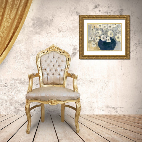 White Blossom Study I Gold Ornate Wood Framed Art Print with Double Matting by Dixon, Samuel