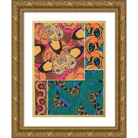 Decorative Butterflies III Gold Ornate Wood Framed Art Print with Double Matting by Seguy, Eugene