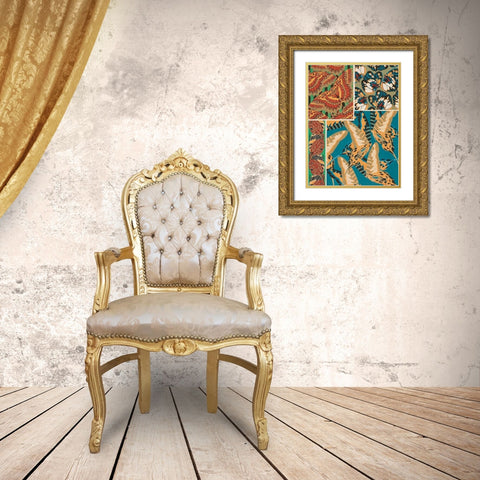 Decorative Butterflies IV Gold Ornate Wood Framed Art Print with Double Matting by Seguy, Eugene
