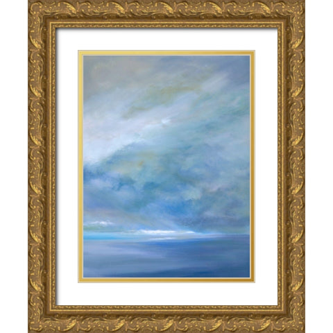 Heavenly Light Triptych III Gold Ornate Wood Framed Art Print with Double Matting by Finch, Sheila