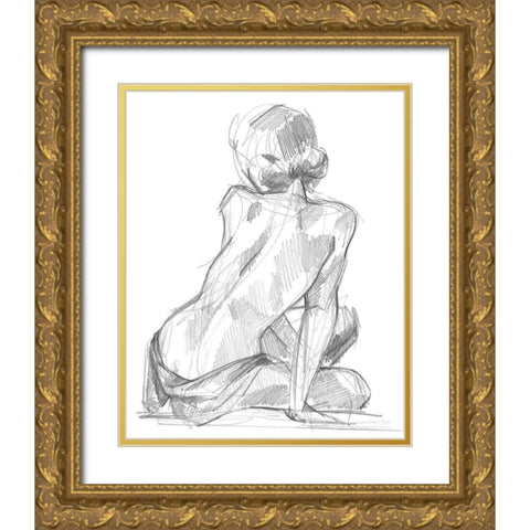 Sitting Pose II Gold Ornate Wood Framed Art Print with Double Matting by Parker, Jennifer Paxton
