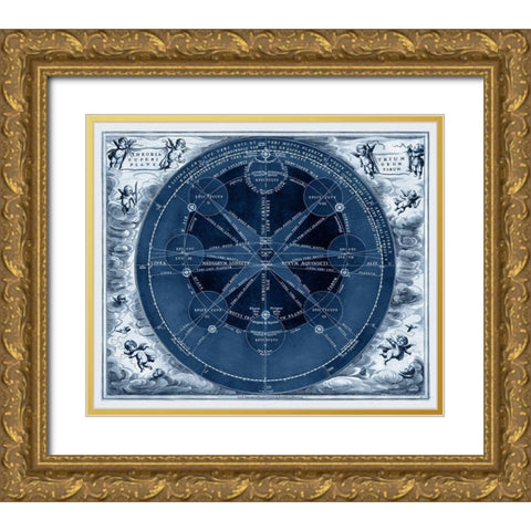 Indigo Planetary Chart Gold Ornate Wood Framed Art Print with Double Matting by Vision Studio