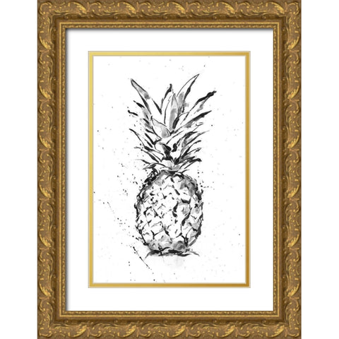 Pineapple Ink Study I Gold Ornate Wood Framed Art Print with Double Matting by Harper, Ethan