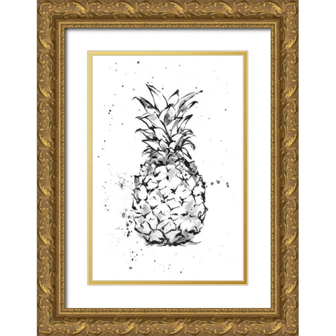 Pineapple Ink Study I Gold Ornate Wood Framed Art Print with Double Matting by Harper, Ethan