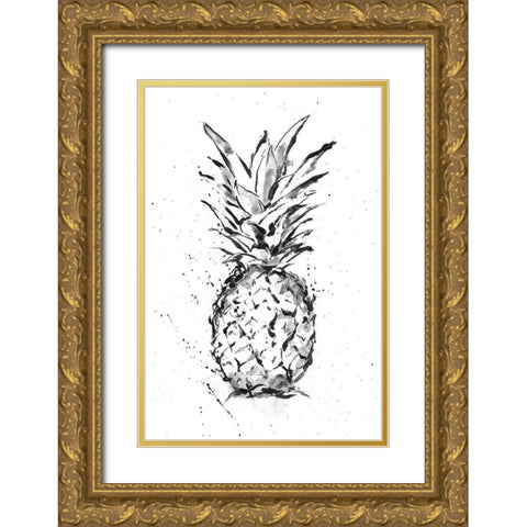 Pineapple Ink Study II Gold Ornate Wood Framed Art Print with Double Matting by Harper, Ethan