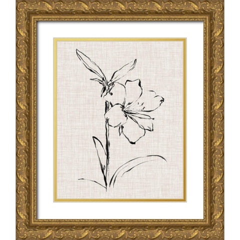 Floral Ink Study I Gold Ornate Wood Framed Art Print with Double Matting by Harper, Ethan