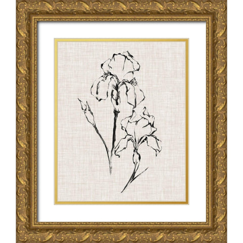Floral Ink Study II Gold Ornate Wood Framed Art Print with Double Matting by Harper, Ethan