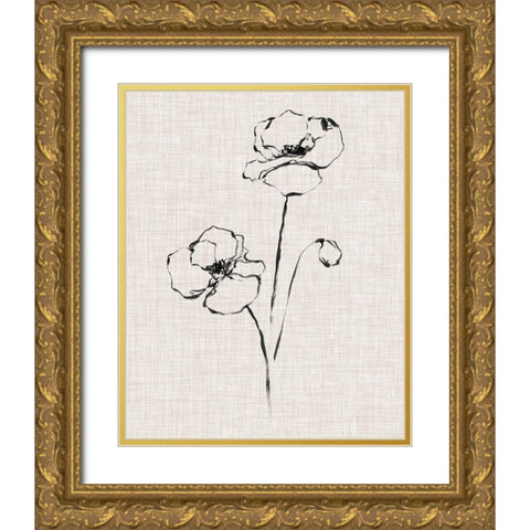 Floral Ink Study III Gold Ornate Wood Framed Art Print with Double Matting by Harper, Ethan