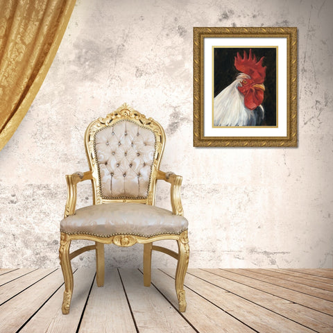 Rooster Portrait I Gold Ornate Wood Framed Art Print with Double Matting by Harper, Ethan