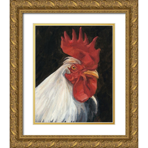 Rooster Portrait I Gold Ornate Wood Framed Art Print with Double Matting by Harper, Ethan