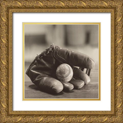 Baseball Nostalgia I Gold Ornate Wood Framed Art Print with Double Matting by Messer, Judy B.