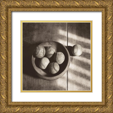 Baseball Nostalgia II Gold Ornate Wood Framed Art Print with Double Matting by Messer, Judy B.