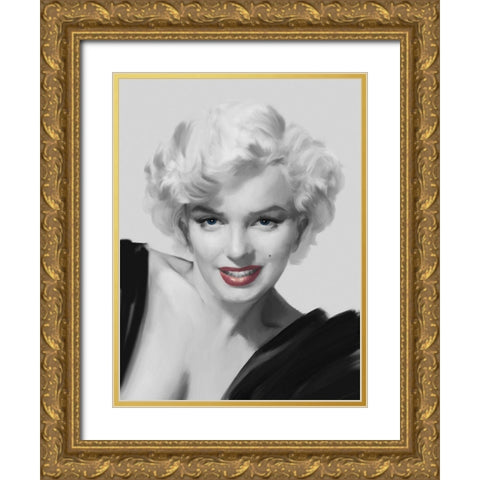 The Look Red Lips Gold Ornate Wood Framed Art Print with Double Matting by Consani, Chris