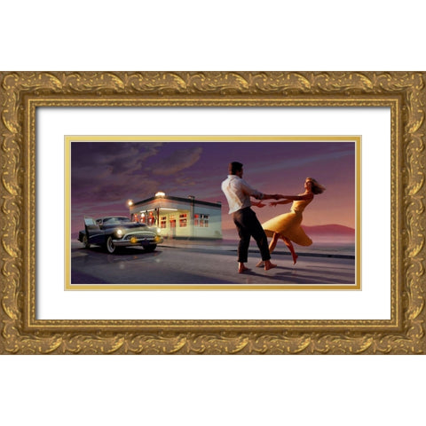 Night Dance Gold Ornate Wood Framed Art Print with Double Matting by Consani, Chris
