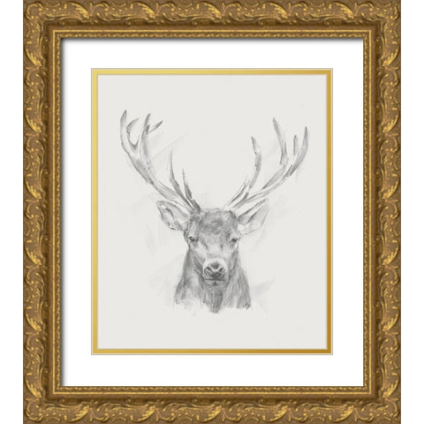 Contemporary Elk Sketch II Gold Ornate Wood Framed Art Print with Double Matting by Harper, Ethan