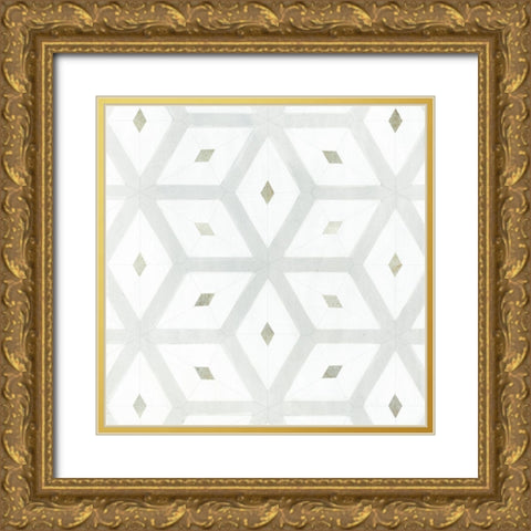 Seaglass Tiles II Gold Ornate Wood Framed Art Print with Double Matting by Borges, Victoria