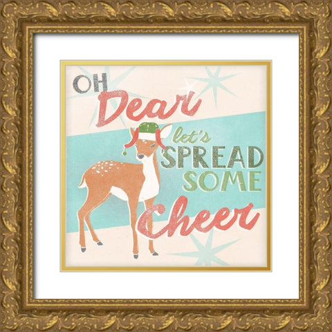 Retro Christmas I Gold Ornate Wood Framed Art Print with Double Matting by Vess, June Erica