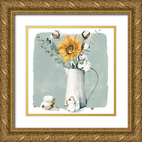 Cotton Bouquet I Gold Ornate Wood Framed Art Print with Double Matting by Parker, Jennifer Paxton