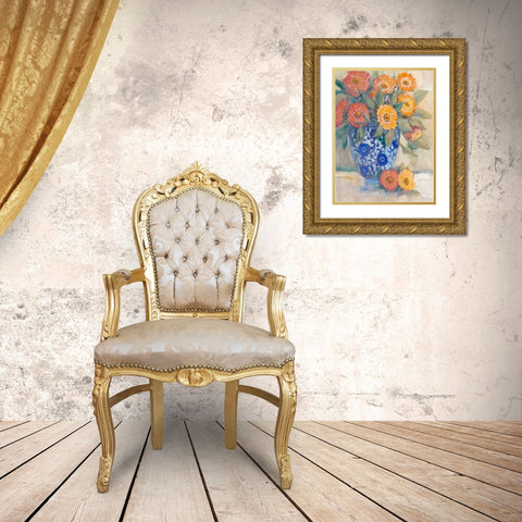 Oriental Bouquet I Gold Ornate Wood Framed Art Print with Double Matting by OToole, Tim
