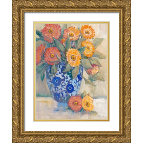 Oriental Bouquet I Gold Ornate Wood Framed Art Print with Double Matting by OToole, Tim