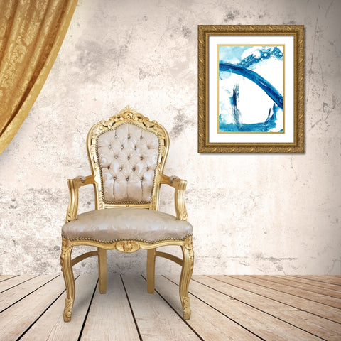 Aqua Ring I Gold Ornate Wood Framed Art Print with Double Matting by Harper, Ethan