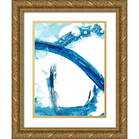Aqua Ring I Gold Ornate Wood Framed Art Print with Double Matting by Harper, Ethan