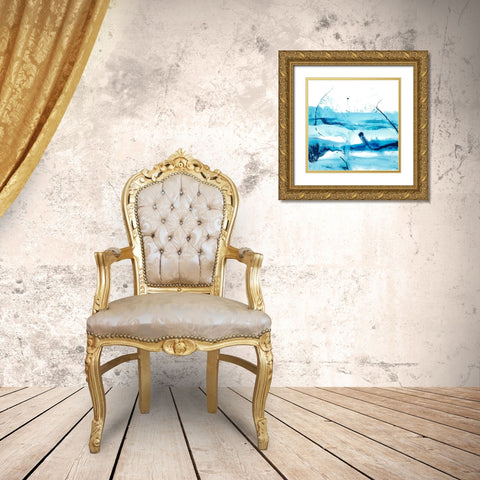 Blue Currents III Gold Ornate Wood Framed Art Print with Double Matting by Harper, Ethan