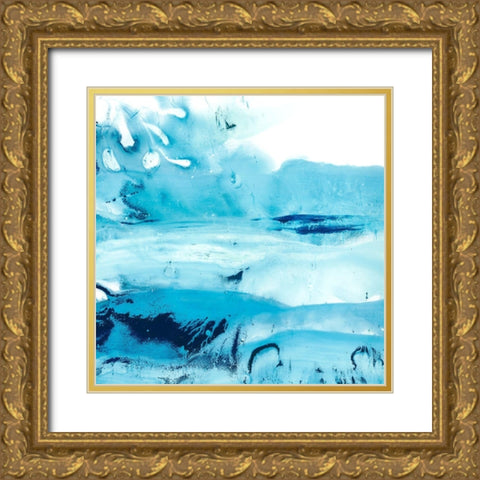 Blue Currents IV Gold Ornate Wood Framed Art Print with Double Matting by Harper, Ethan