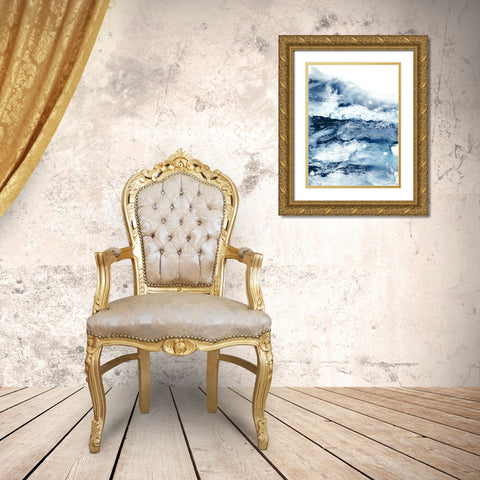 Indigo Tides I Gold Ornate Wood Framed Art Print with Double Matting by Harper, Ethan
