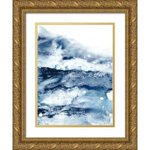 Indigo Tides I Gold Ornate Wood Framed Art Print with Double Matting by Harper, Ethan