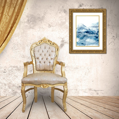 Indigo Tides II Gold Ornate Wood Framed Art Print with Double Matting by Harper, Ethan