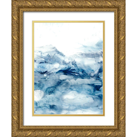 Indigo Tides II Gold Ornate Wood Framed Art Print with Double Matting by Harper, Ethan