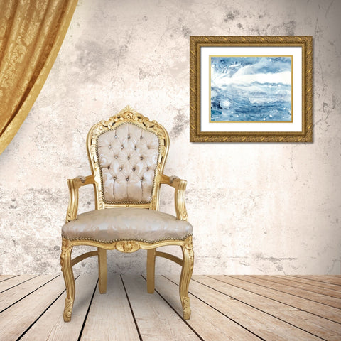 Indigo Tides III Gold Ornate Wood Framed Art Print with Double Matting by Harper, Ethan