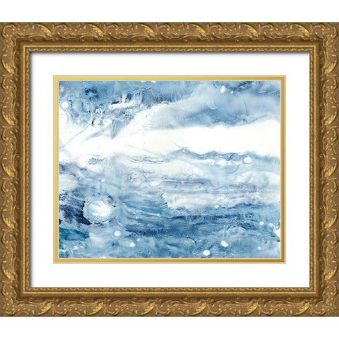 Indigo Tides III Gold Ornate Wood Framed Art Print with Double Matting by Harper, Ethan