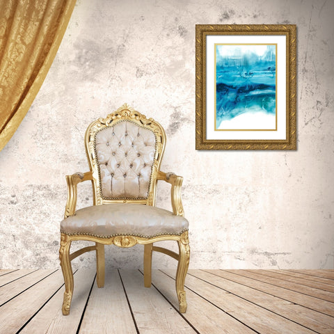 Aqua Mist I Gold Ornate Wood Framed Art Print with Double Matting by Harper, Ethan