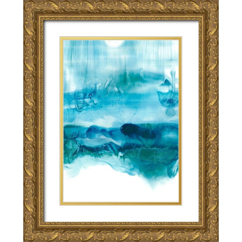 Aqua Mist II Gold Ornate Wood Framed Art Print with Double Matting by Harper, Ethan