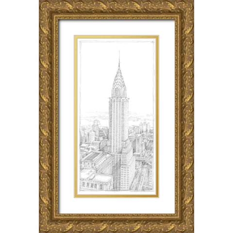 Aerial City View I Gold Ornate Wood Framed Art Print with Double Matting by Harper, Ethan