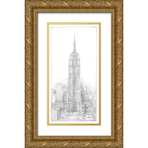 Aerial City View II Gold Ornate Wood Framed Art Print with Double Matting by Harper, Ethan