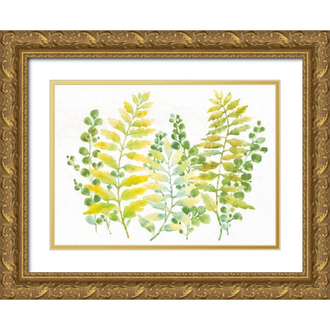 Mixed Greenery I Gold Ornate Wood Framed Art Print with Double Matting by OToole, Tim