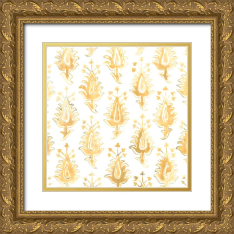 Bohemian Textile I Gold Ornate Wood Framed Art Print with Double Matting by Vess, June Erica
